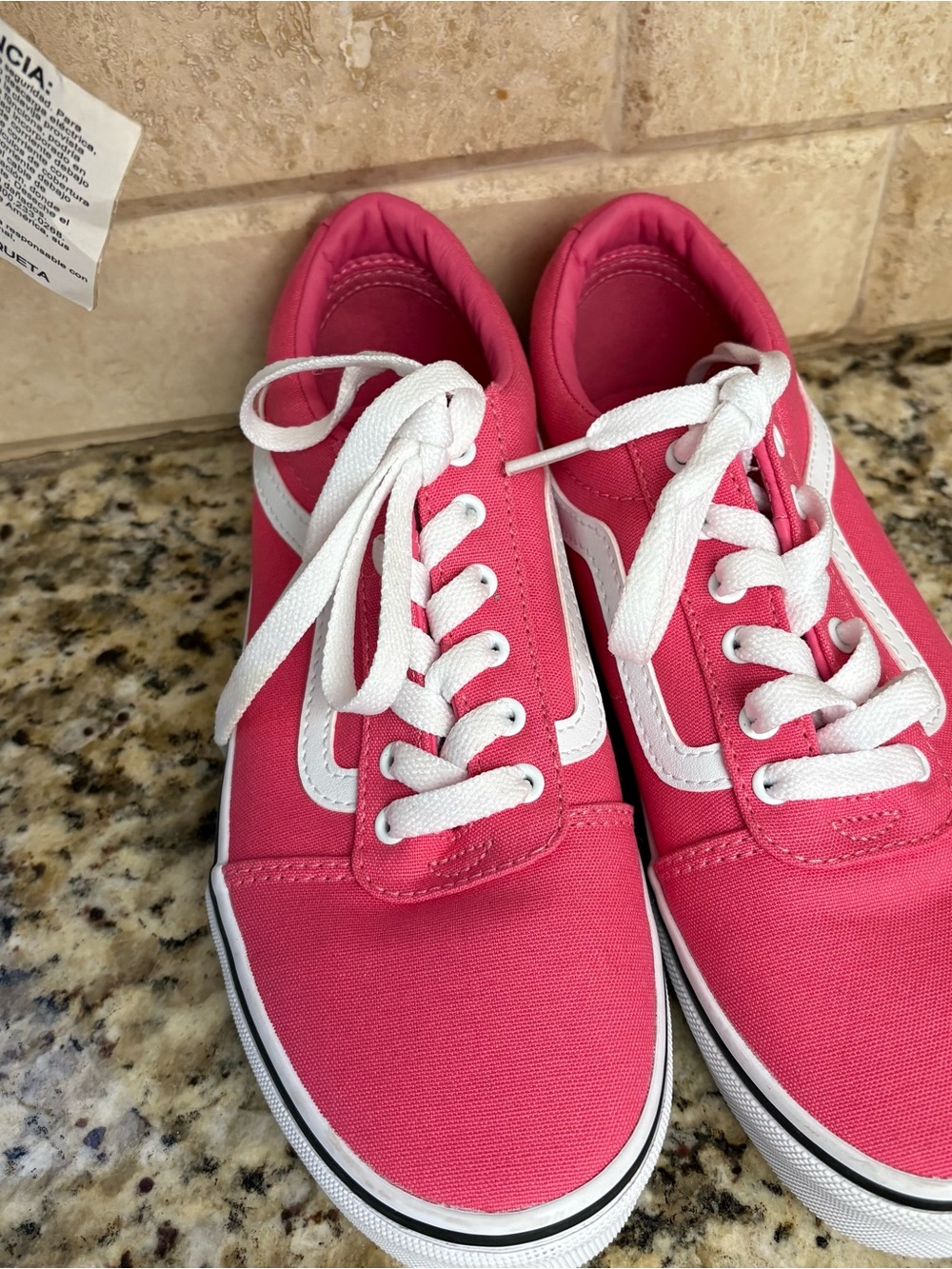 Vans Pink Canvas Low-Top Sneakers with White Stripe